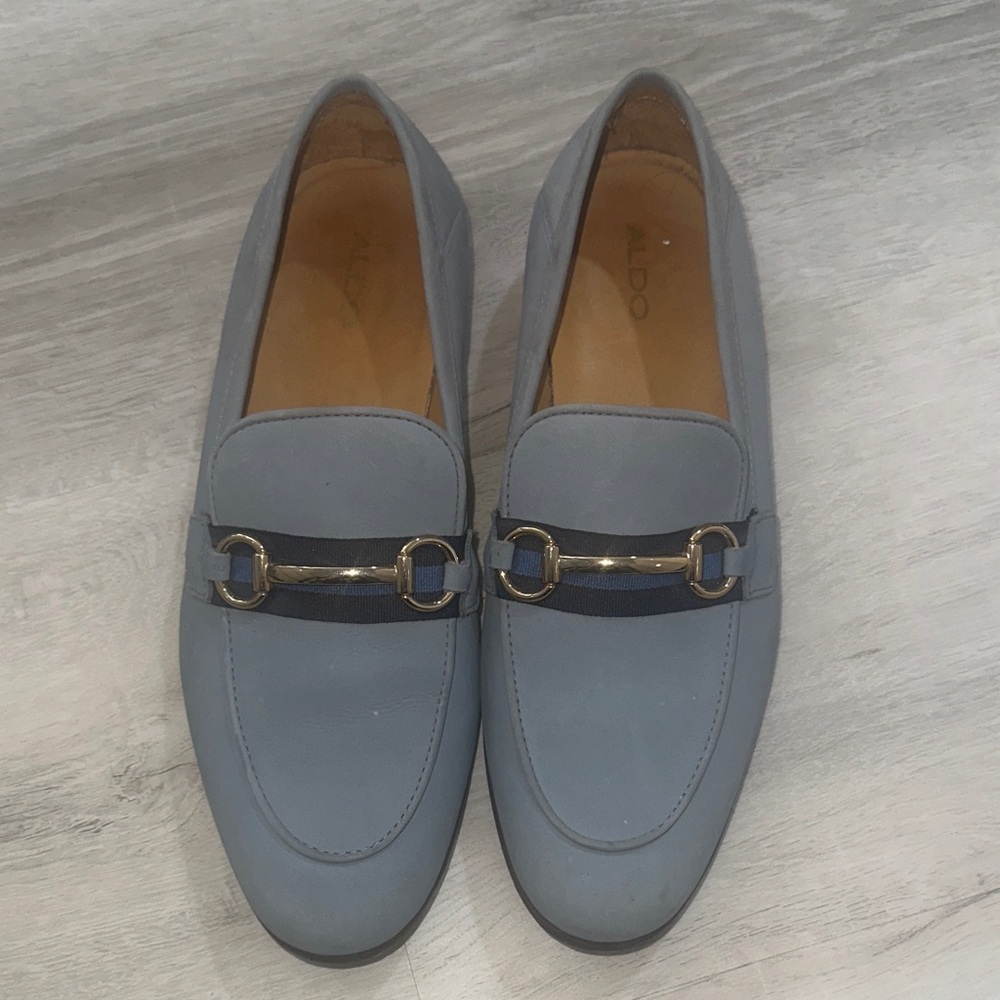 Aldo Men's Slate Blue Loafers with Gold Accent